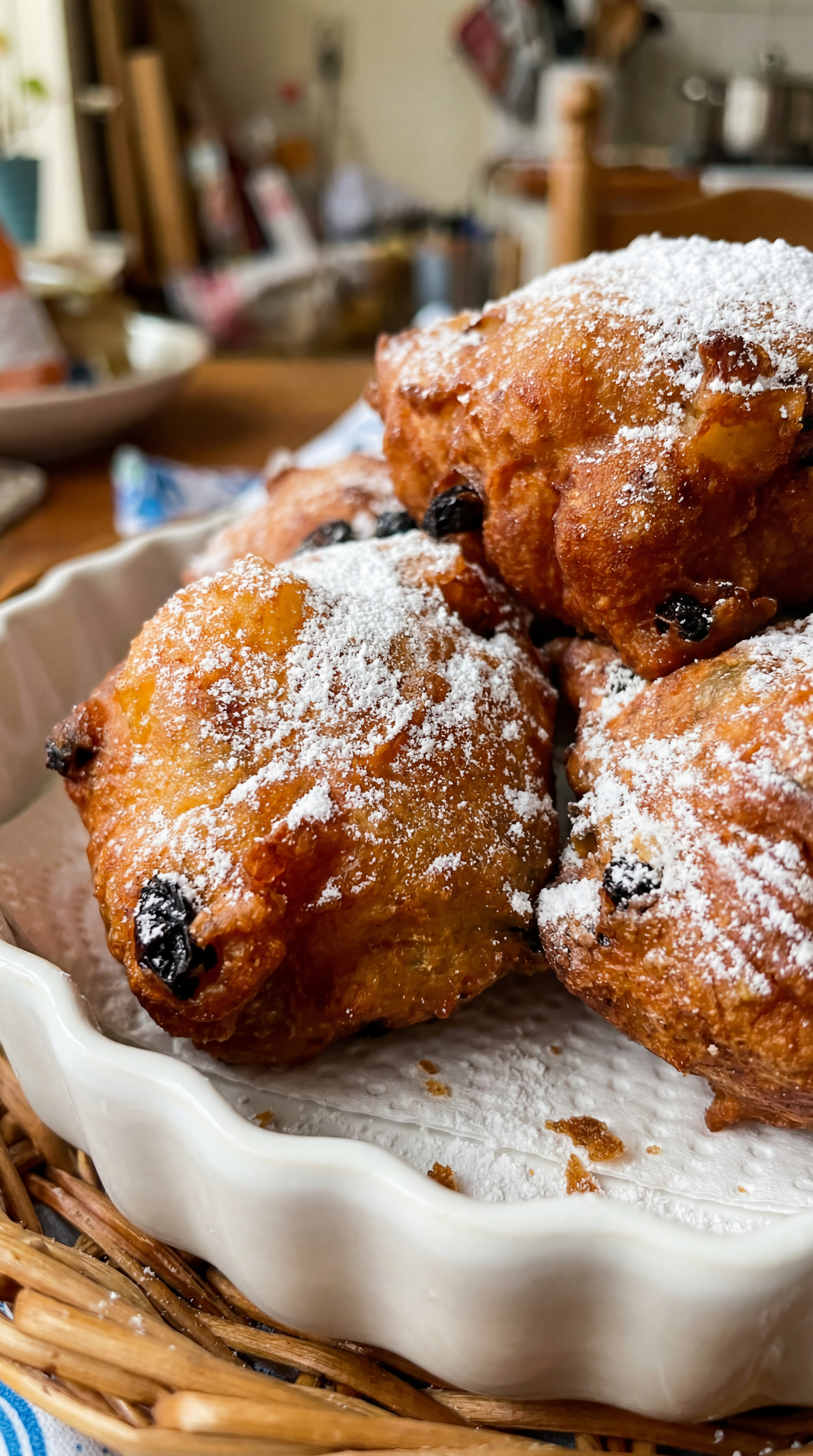 Dutch oliebollen with raisins
